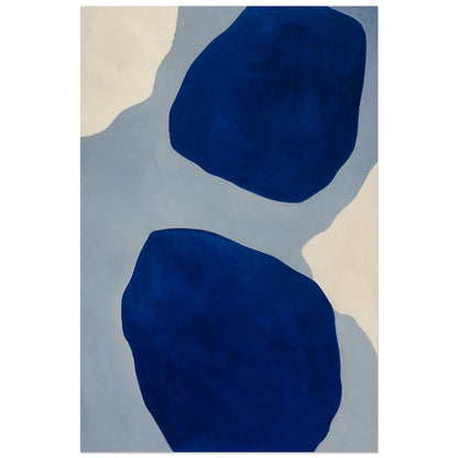 Affiche abstraite - Profondeur bleue, champs de couleur bleus en gouache mate verticale, format 40 × 60 cm