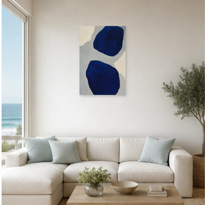 Affiche abstraite - Profondeur bleue dans un salon - Art Virtuoso