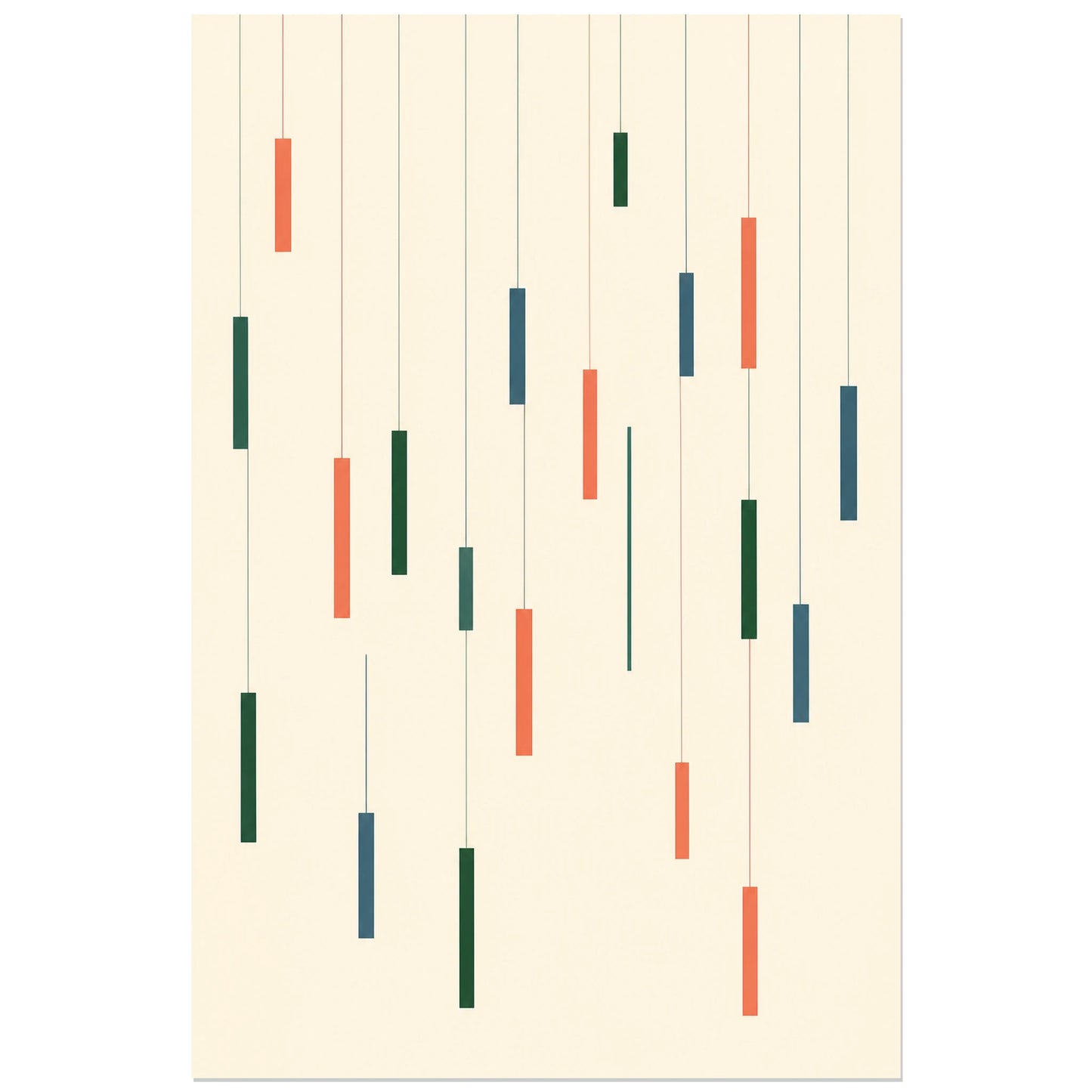 Affiche abstraite - Rectangles flottants, abstraction geometrique lineaire minimaliste verticale, format 30 × 45 cm