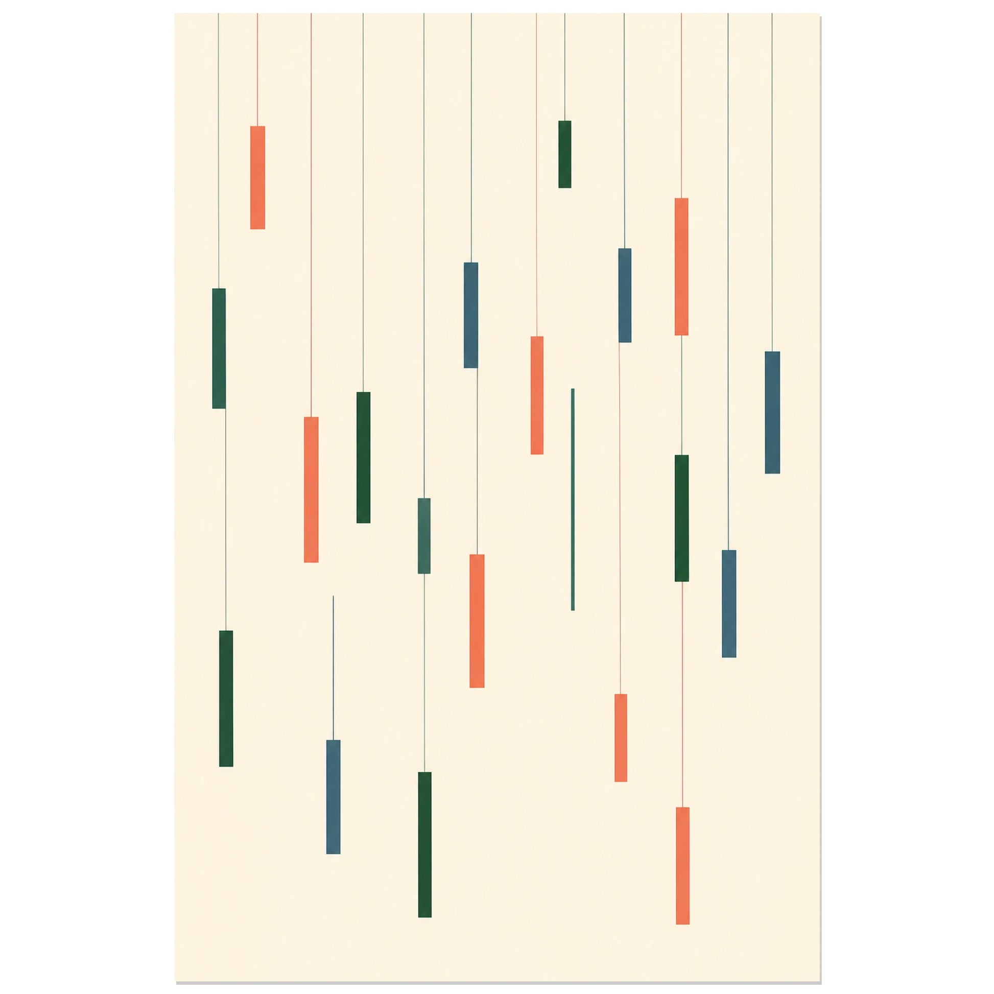 Affiche abstraite - Rectangles flottants, abstraction geometrique lineaire minimaliste verticale, format 30 × 45 cm