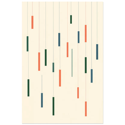 Affiche abstraite - Rectangles flottants, abstraction geometrique lineaire minimaliste verticale, format 40 × 60 cm
