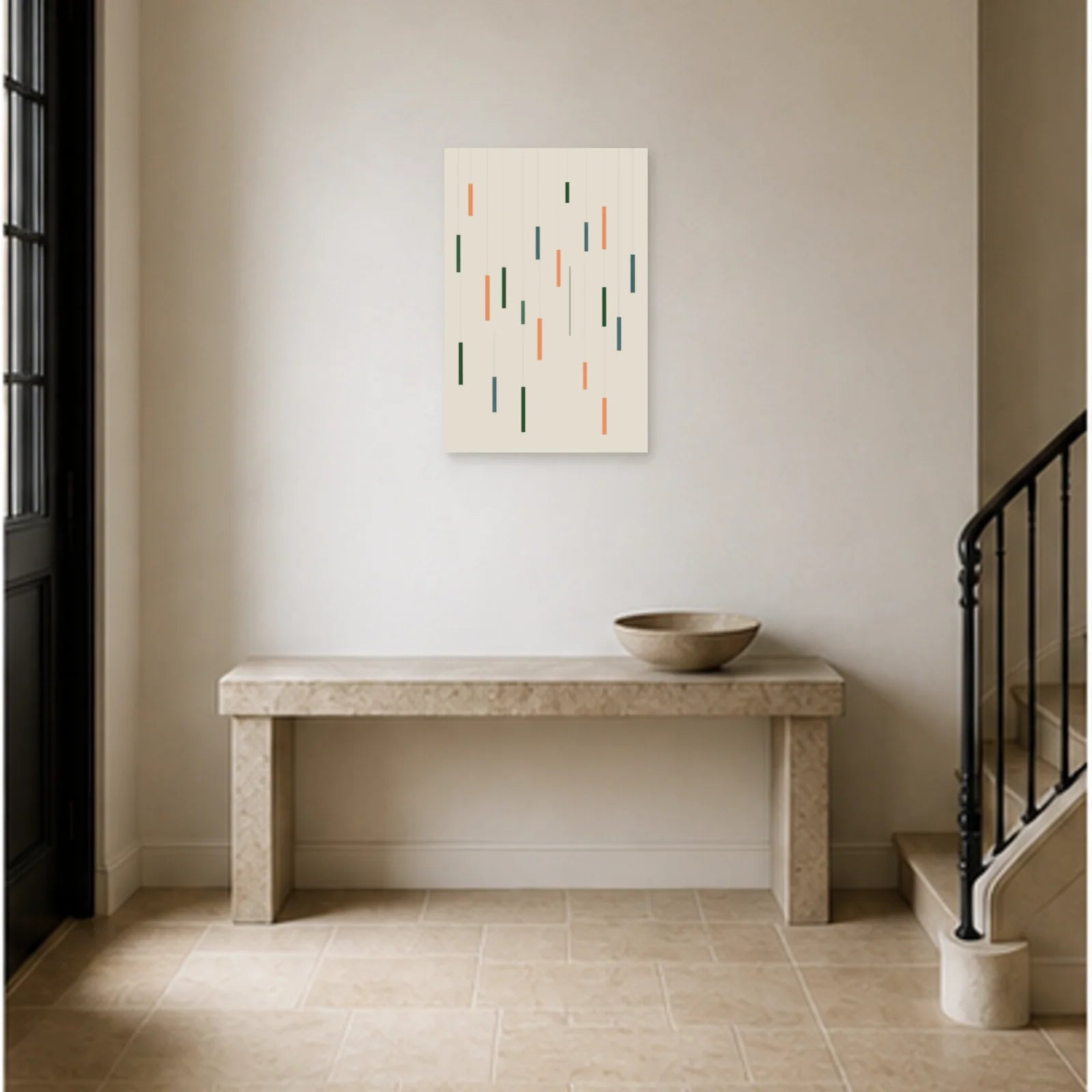 Affiche abstraite - Rectangles flottants dans une entrée ou un couloir - Art Virtuoso