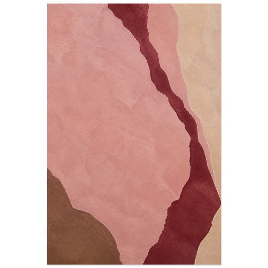 Affiche abstraite - Rose minéral, abstraction minerale rose en aplats peints verticale, format 30 × 45 cm