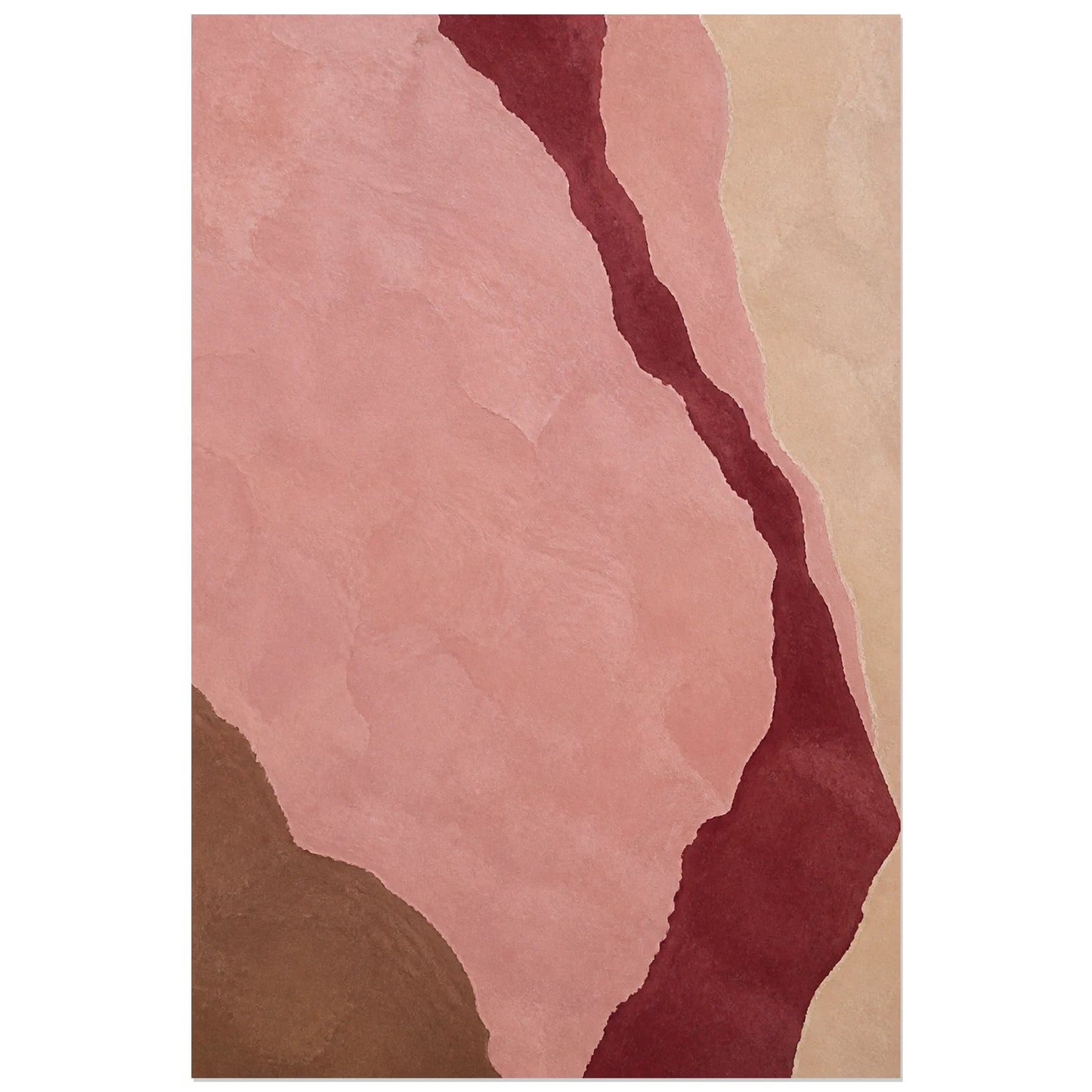 Affiche abstraite - Rose minéral, abstraction minerale rose en aplats peints verticale, format 60 × 90 cm
