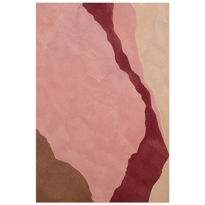 Affiche abstraite - Rose minéral, abstraction minerale rose en aplats peints verticale, format 60 × 90 cm