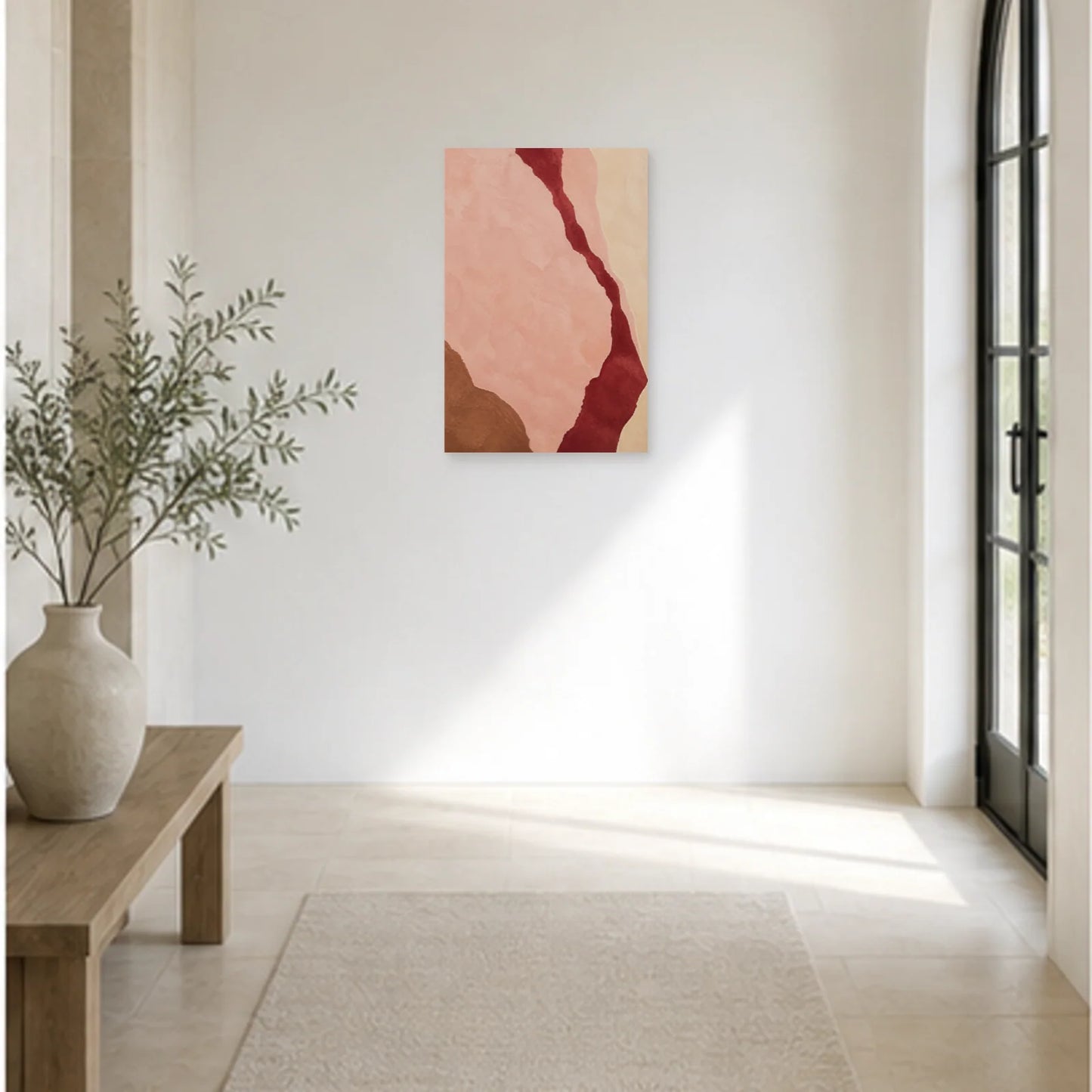 Affiche abstraite - Rose minéral dans une entrée ou un couloir - Art Virtuoso