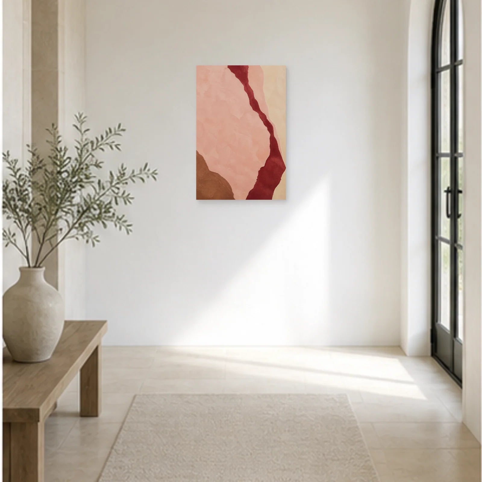 Affiche abstraite - Rose minéral dans une entrée ou un couloir - Art Virtuoso