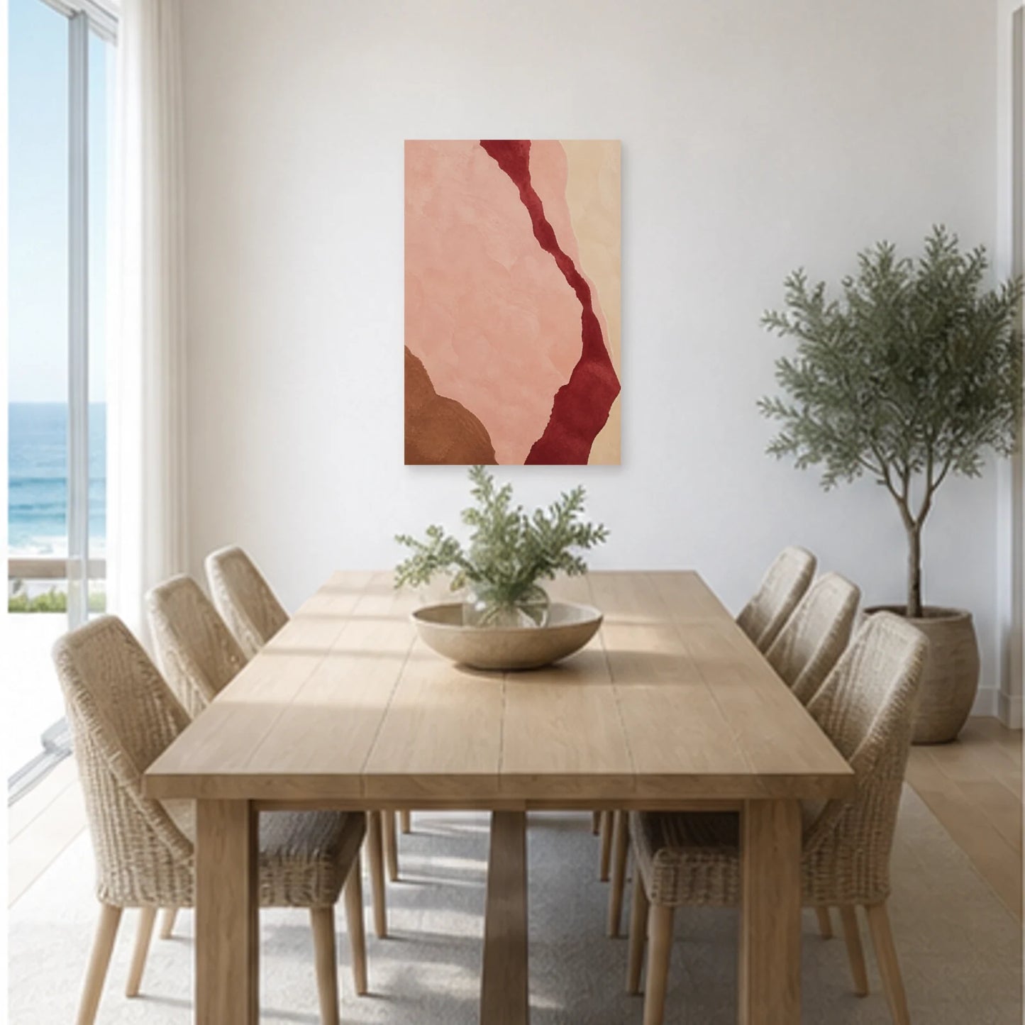 Affiche abstraite - Rose minéral dans une salle à manger - Art Virtuoso