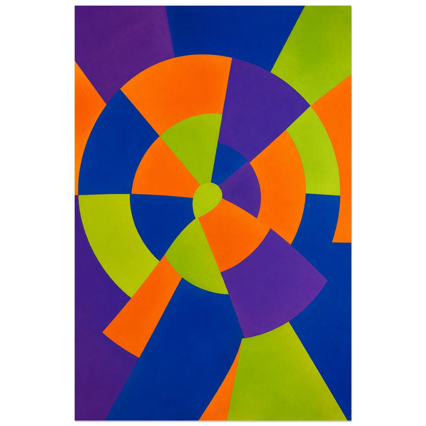 Affiche abstraite - Roue lumineuse, abstraction chromatique radiale verticale, format 60 × 90 cm