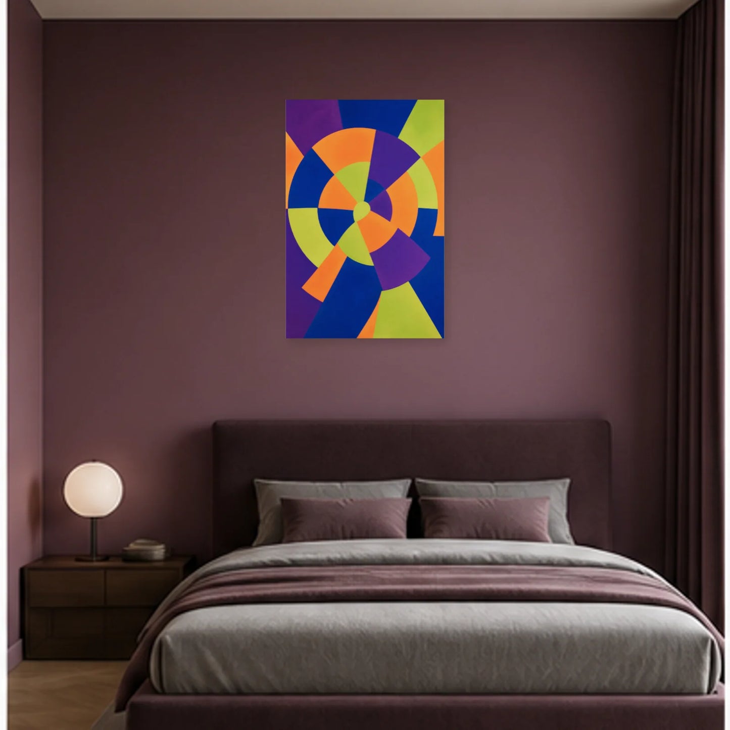 Affiche abstraite - Roue lumineuse dans une chambre - Art Virtuoso
