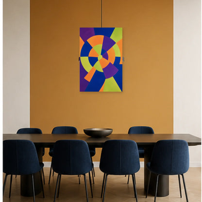 Affiche abstraite - Roue lumineuse dans une salle à manger - Art Virtuoso
