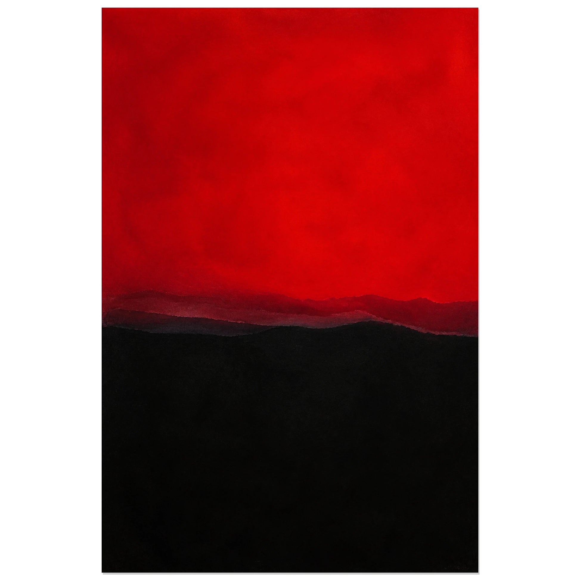 Affiche abstraite - Rouge et nuit, champs de couleur contrastes verticale, format 30 × 45 cm