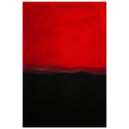 Affiche abstraite - Rouge et nuit, champs de couleur contrastes verticale, format 30 × 45 cm