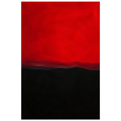 Affiche abstraite - Rouge et nuit, champs de couleur contrastes verticale, format 40 × 60 cm
