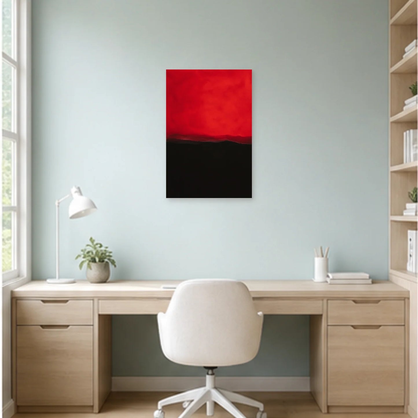 Affiche abstraite - Rouge et nuit dans un bureau - Art Virtuoso