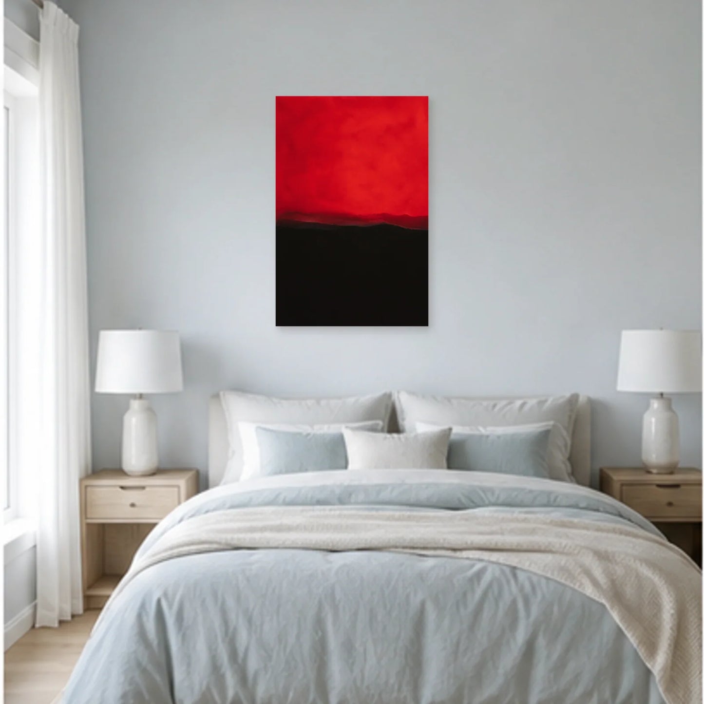Affiche abstraite - Rouge et nuit dans une chambre - Art Virtuoso