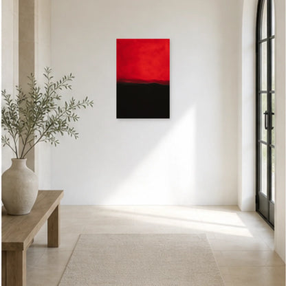 Affiche abstraite - Rouge et nuit dans une entrée ou un couloir - Art Virtuoso