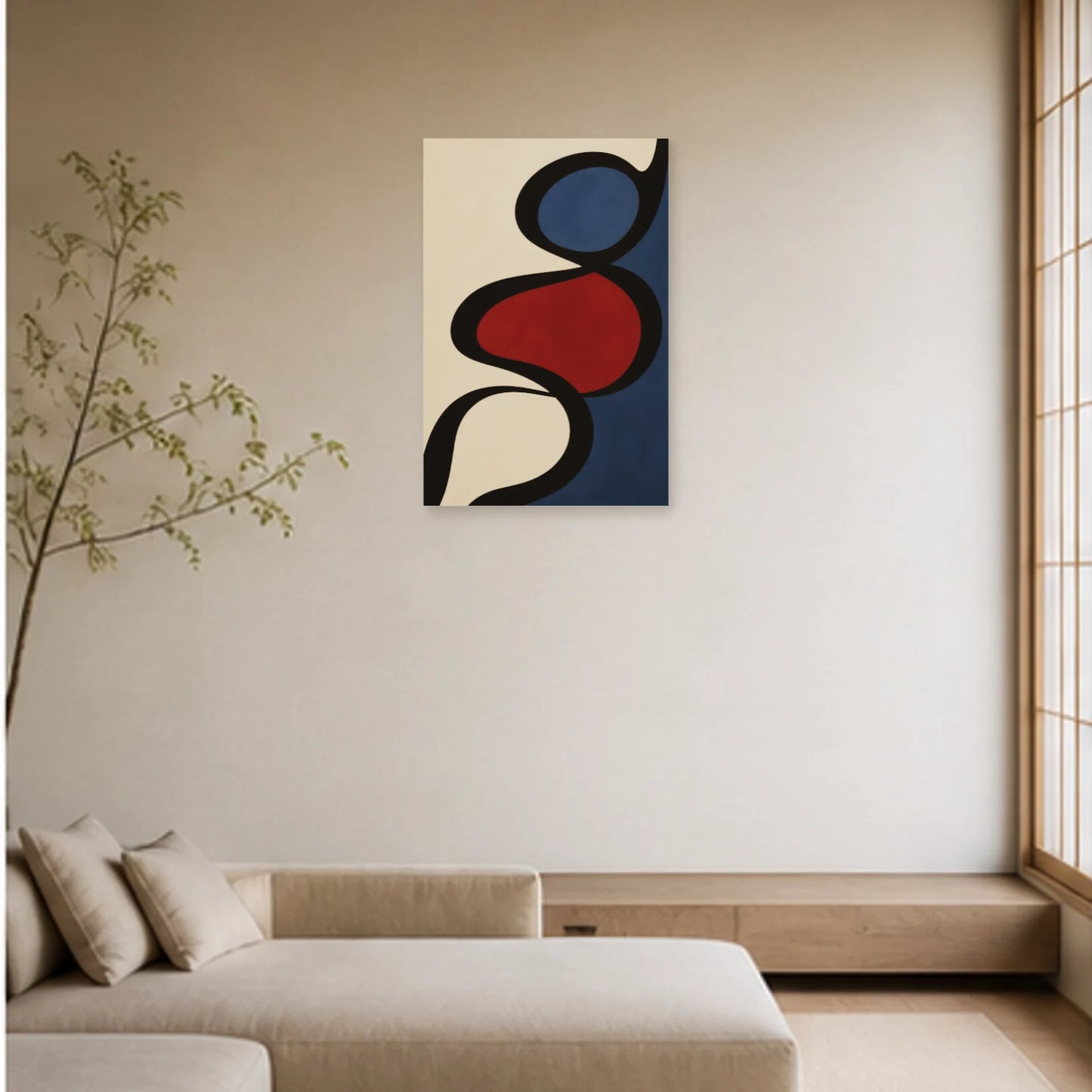 Affiche abstraite - Ruban vivant dans un salon - Art Virtuoso