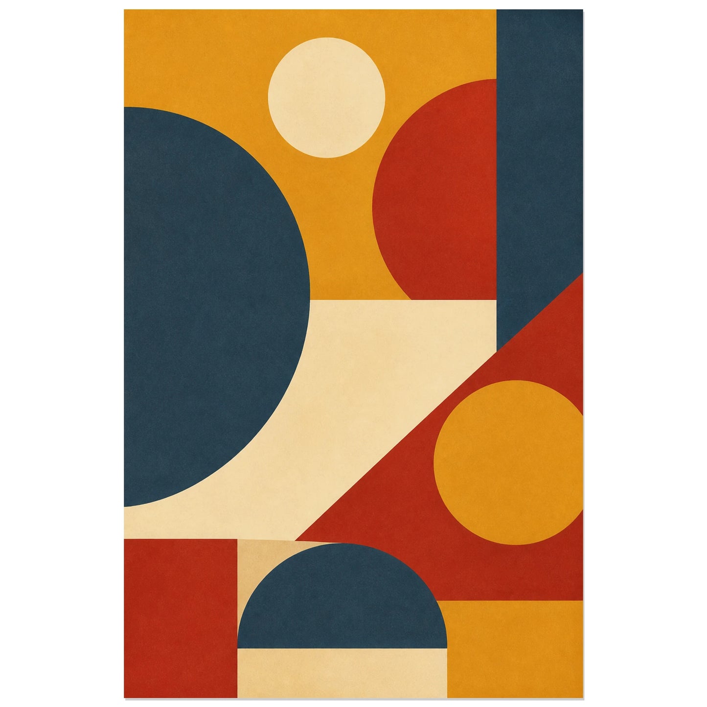Affiche abstraite - Rythme asymétrique rétro, serigraphie mid-century asymetrique verticale, format 40 × 60 cm