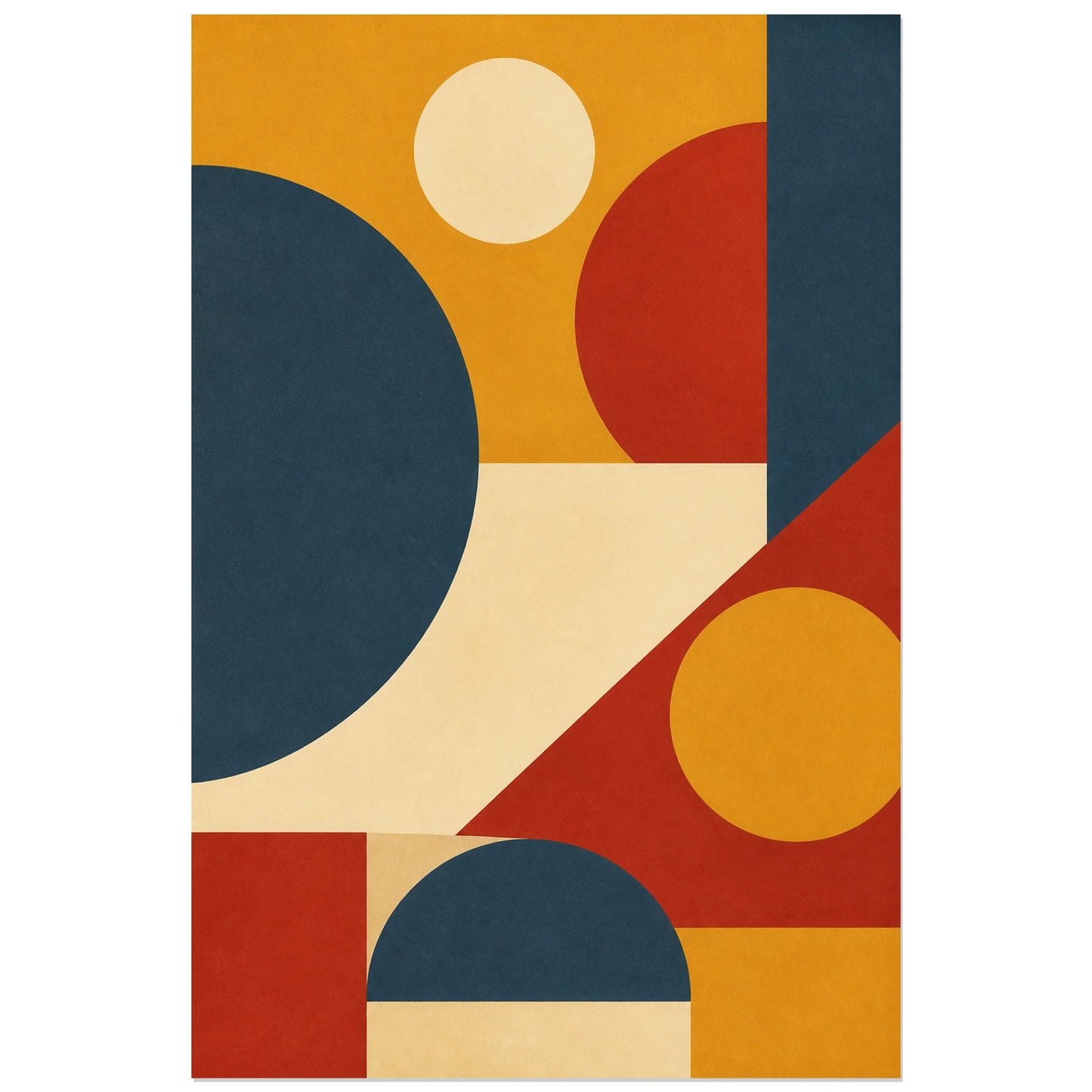 Affiche abstraite - Rythme asymétrique rétro, serigraphie mid-century asymetrique verticale, format 60 × 90 cm