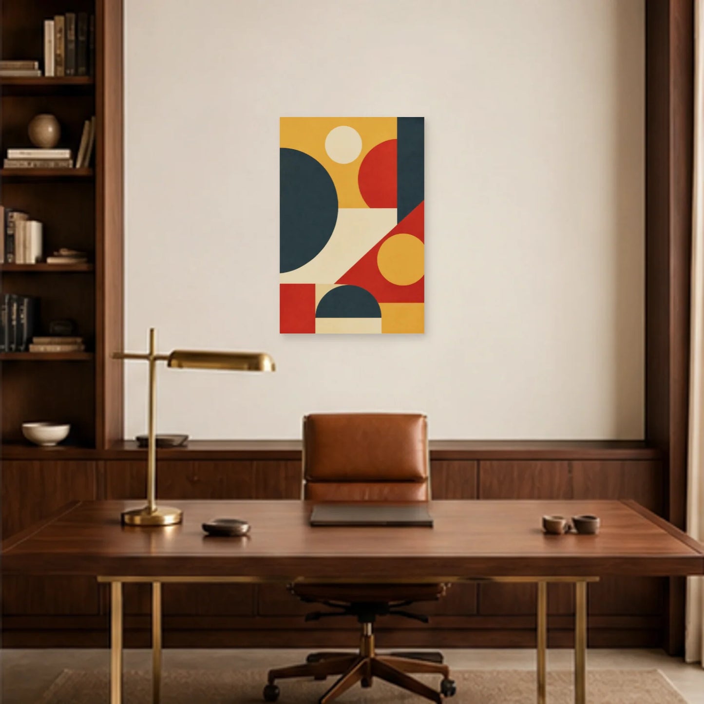 Affiche abstraite - Rythme asymétrique rétro dans un bureau - Art Virtuoso