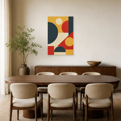 Affiche abstraite - Rythme asymétrique rétro dans une salle à manger - Art Virtuoso
