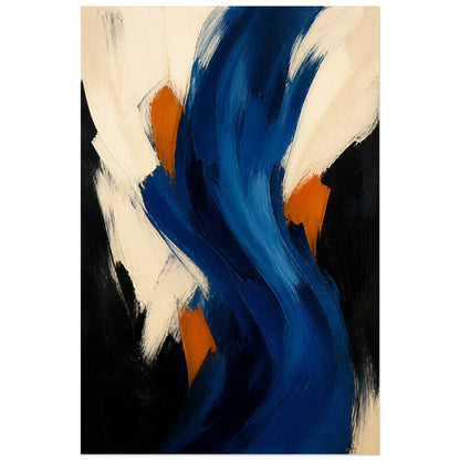 Affiche abstraite - Rythme bleu profond, peinture gestuelle verticale verticale, format 60 × 90 cm