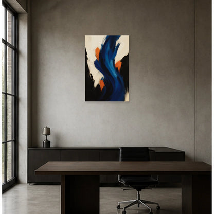 Affiche abstraite - Rythme bleu profond dans un bureau - Art Virtuoso