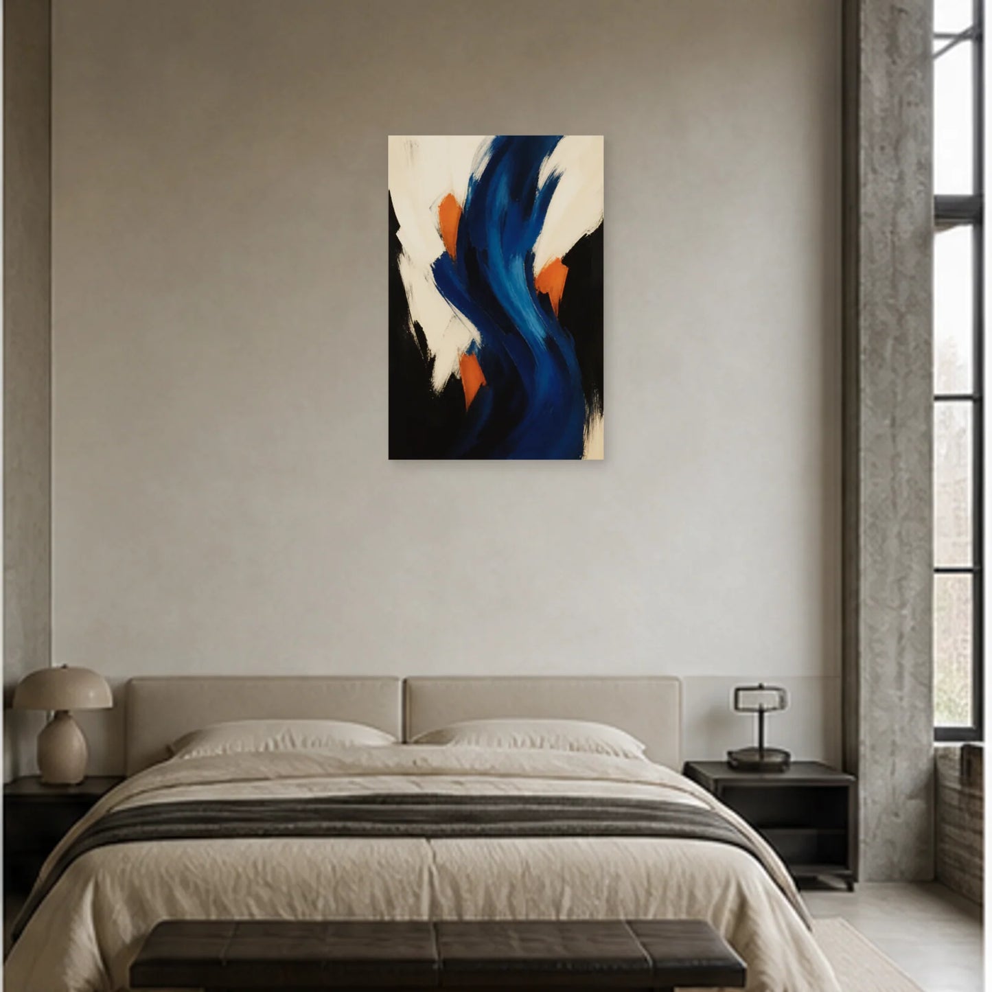 Affiche abstraite - Rythme bleu profond dans une chambre - Art Virtuoso