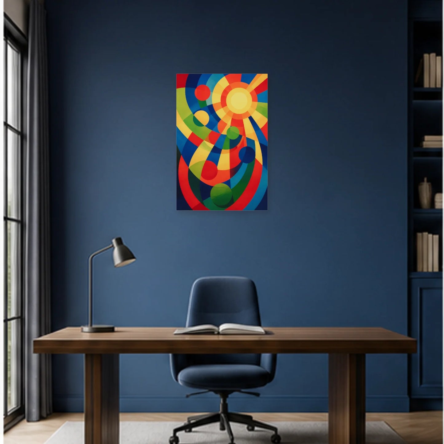 Affiche abstraite - Rythme solaire dans un bureau - Art Virtuoso