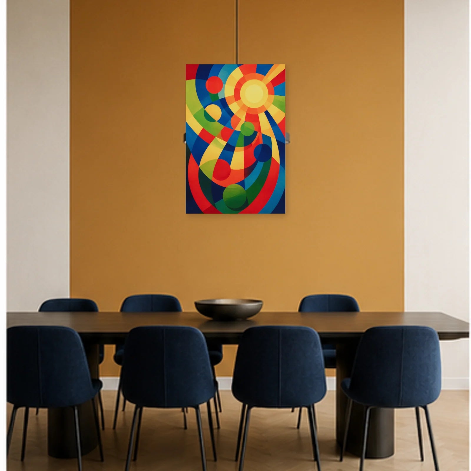 Affiche abstraite - Rythme solaire dans une salle à manger - Art Virtuoso
