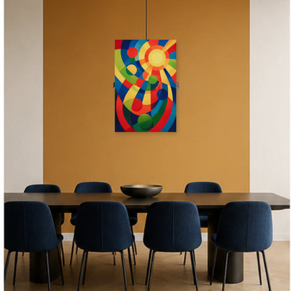 Affiche abstraite - Rythme solaire dans une salle à manger - Art Virtuoso