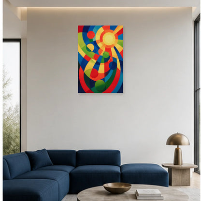 Affiche abstraite - Rythme solaire dans un salon - Art Virtuoso