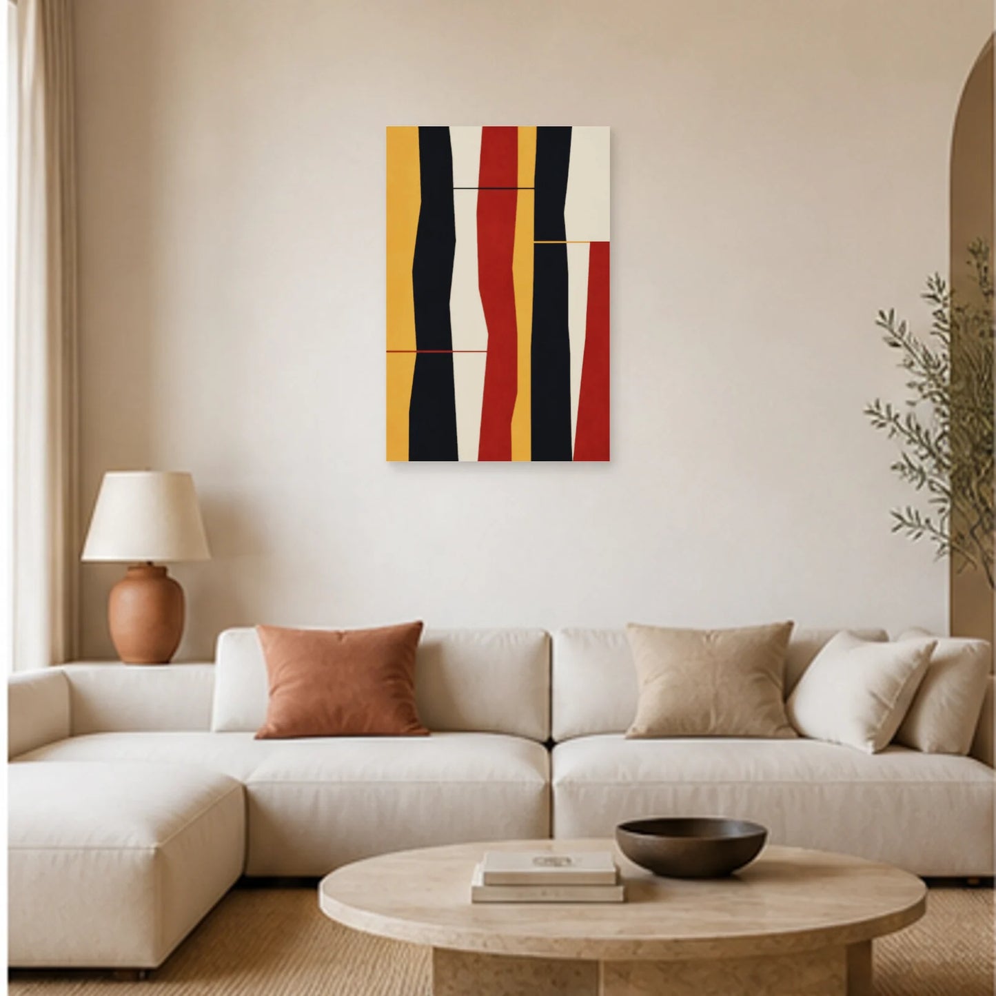 Affiche abstraite - Rythme vertical dans un salon - Art Virtuoso