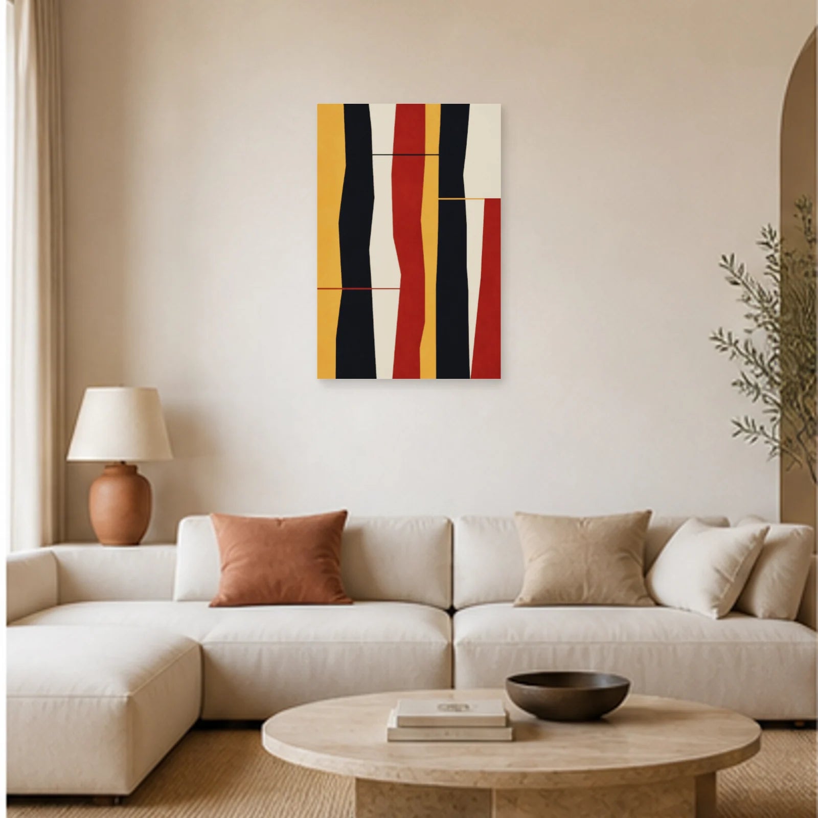 Affiche abstraite - Rythme vertical dans un salon - Art Virtuoso