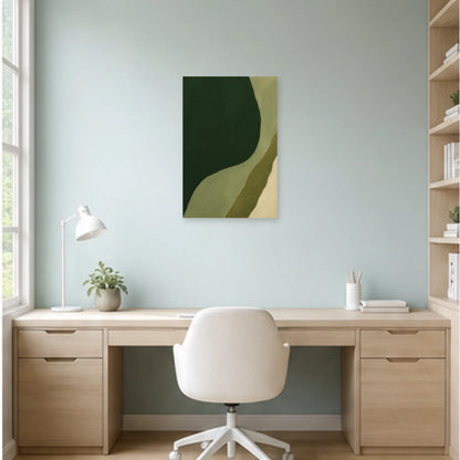Affiche abstraite - Silence vert dans un bureau - Art Virtuoso