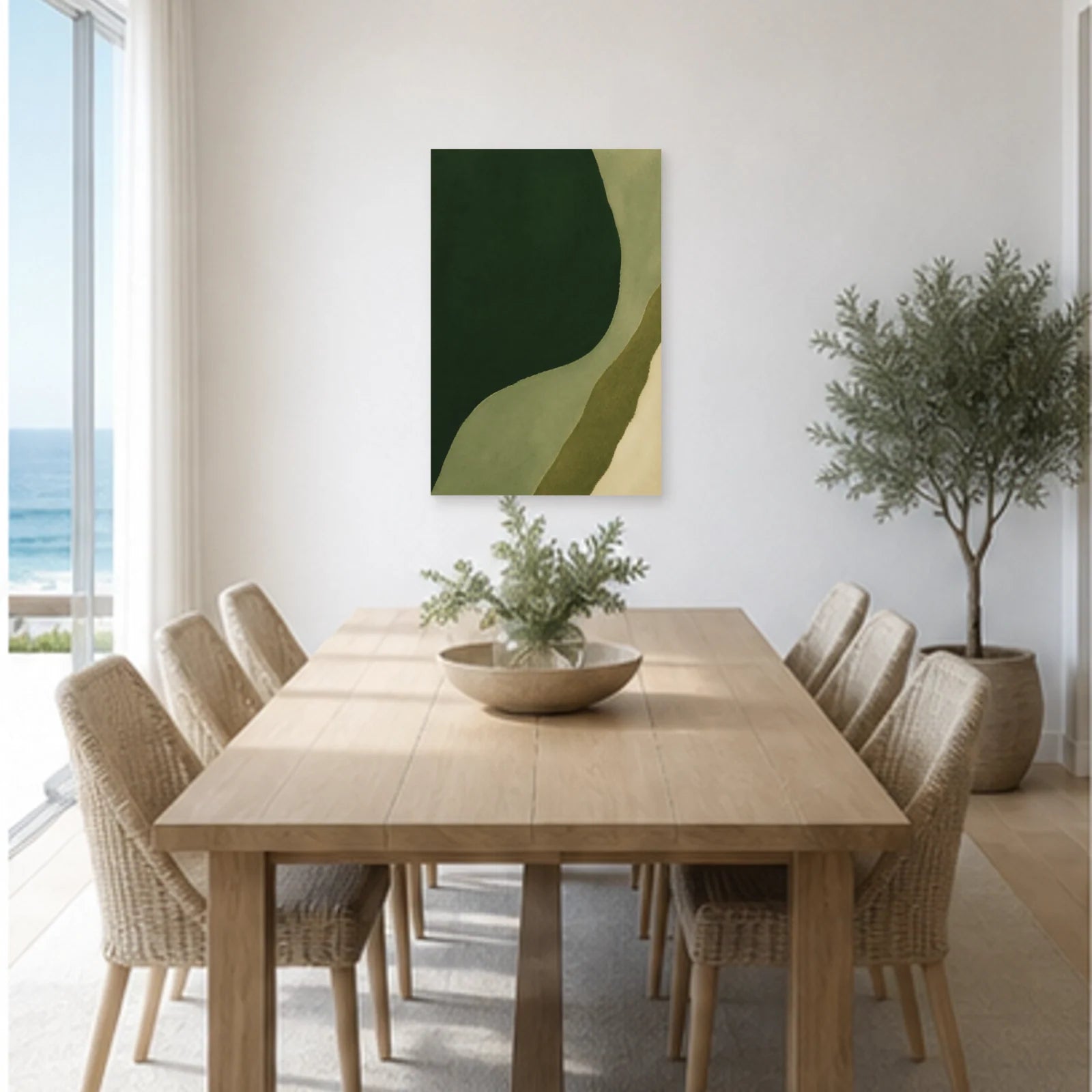 Affiche abstraite - Silence vert dans une salle à manger - Art Virtuoso