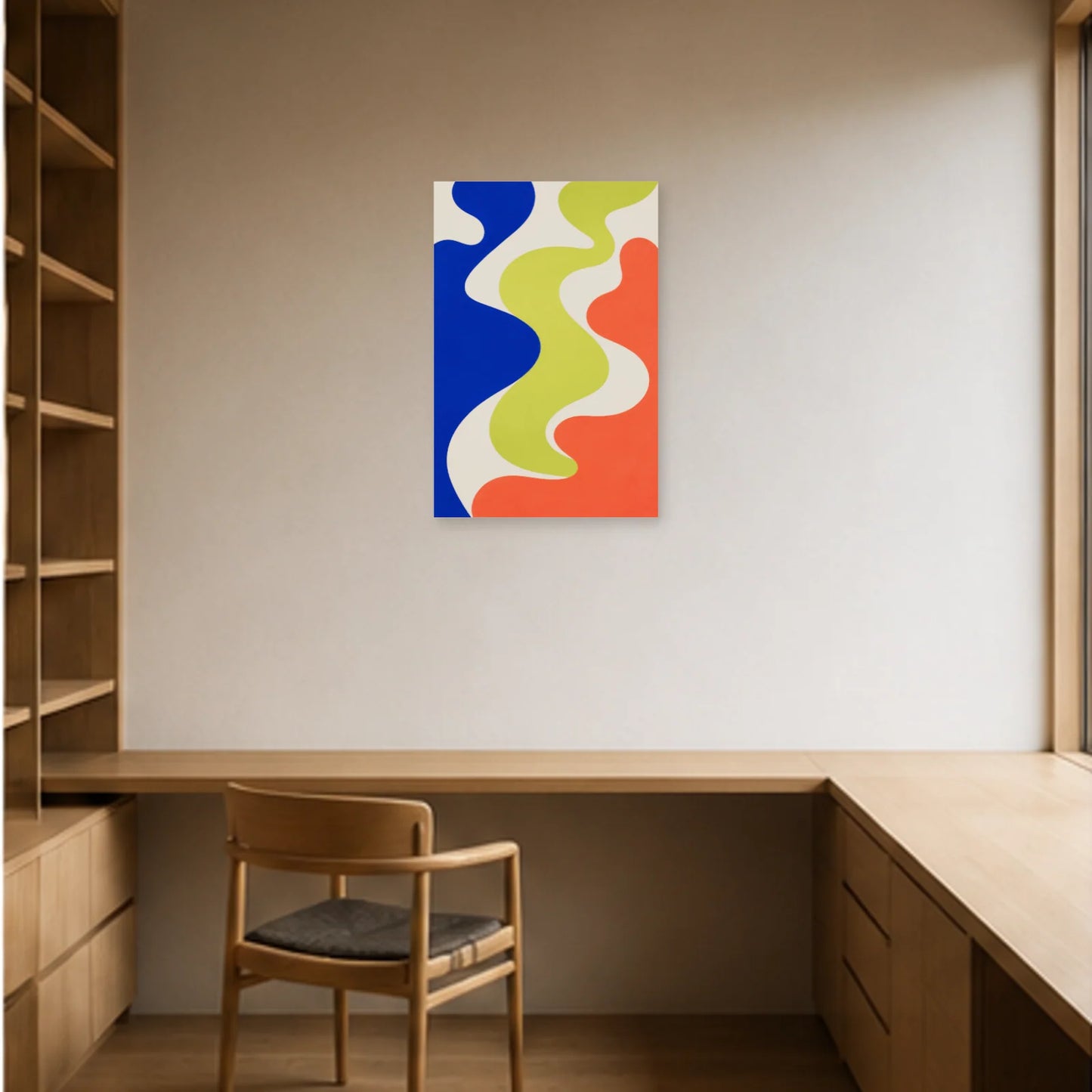 Affiche abstraite - Silhouettes fluides dans un bureau - Art Virtuoso
