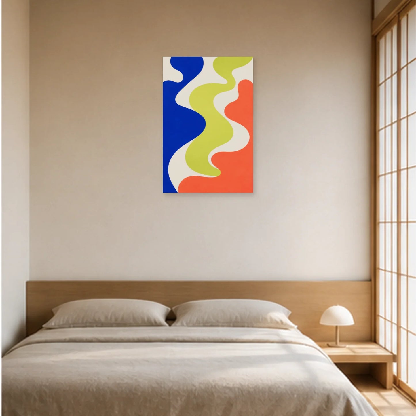 Affiche abstraite - Silhouettes fluides dans une chambre - Art Virtuoso