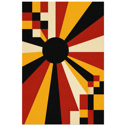 Affiche abstraite - Soleil noir, abstraction solaire constructiviste verticale, format 40 × 60 cm