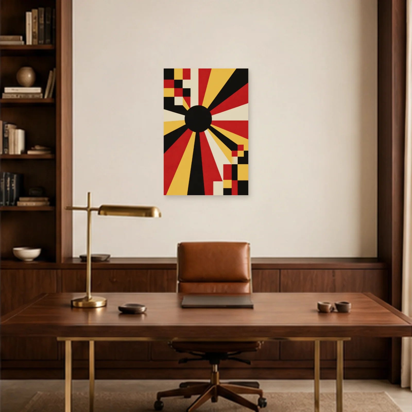 Affiche abstraite - Soleil noir dans un bureau - Art Virtuoso