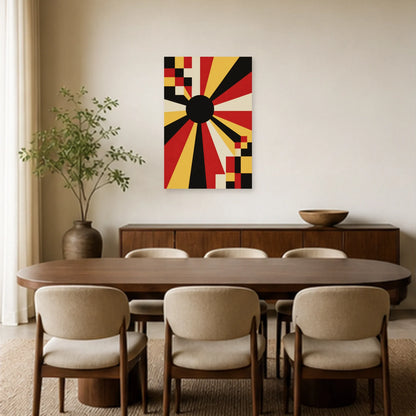 Affiche abstraite - Soleil noir dans une salle à manger - Art Virtuoso