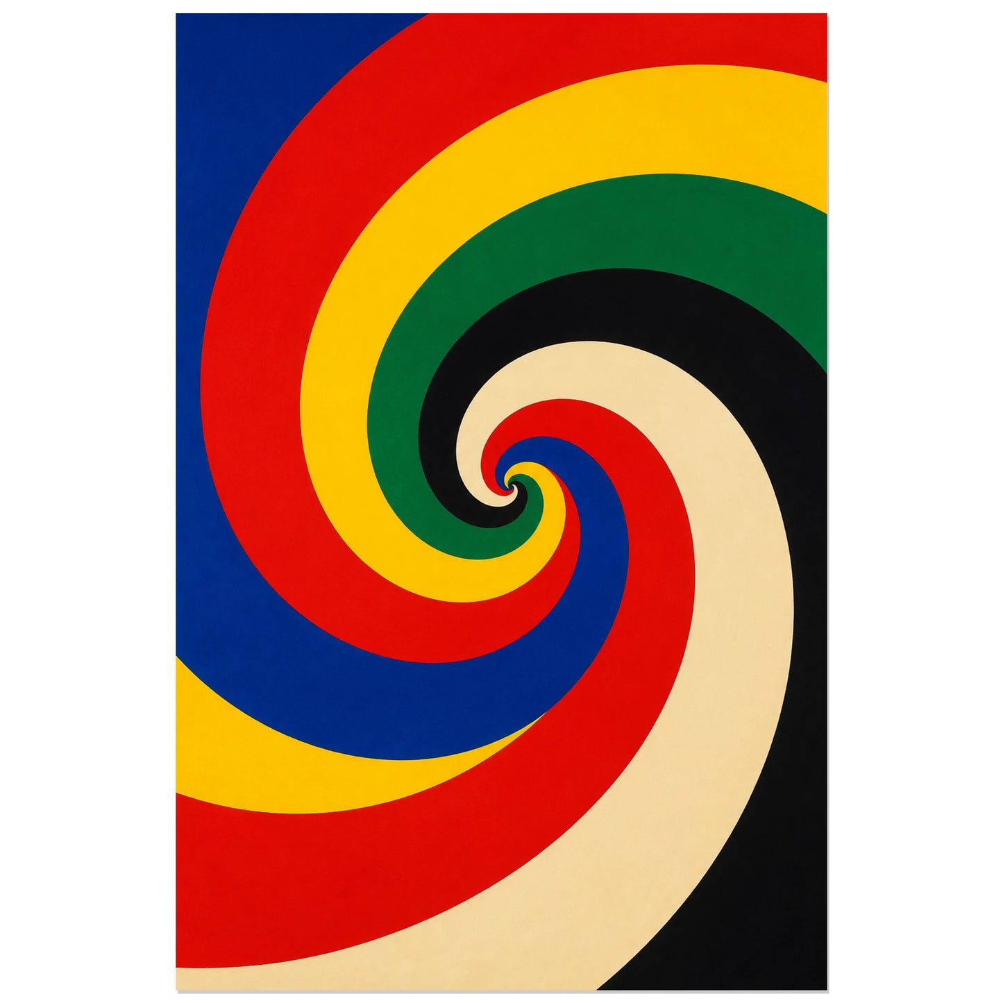 Affiche abstraite - Spirale chromatique, op art en spirale coloree verticale, format 40 × 60 cm