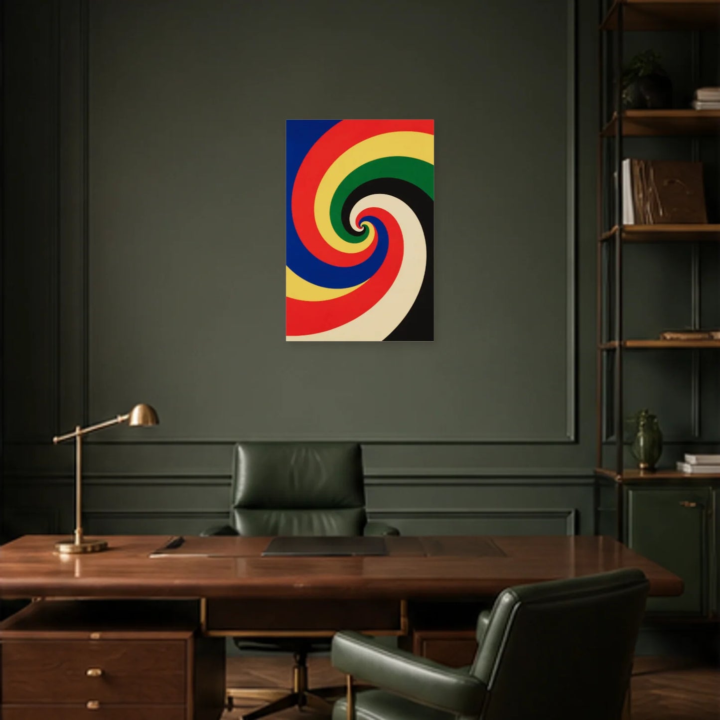 Affiche abstraite - Spirale chromatique dans un bureau - Art Virtuoso