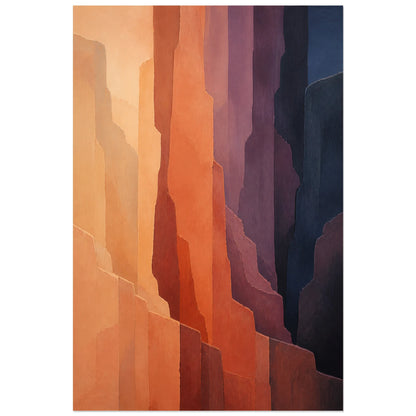 Affiche abstraite - Strates du désert, paysage abstrait en strates minerales verticale, format 40 × 60 cm