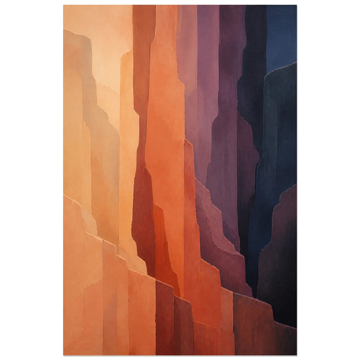 Affiche abstraite - Strates du désert, paysage abstrait en strates minerales verticale, format 60 × 90 cm