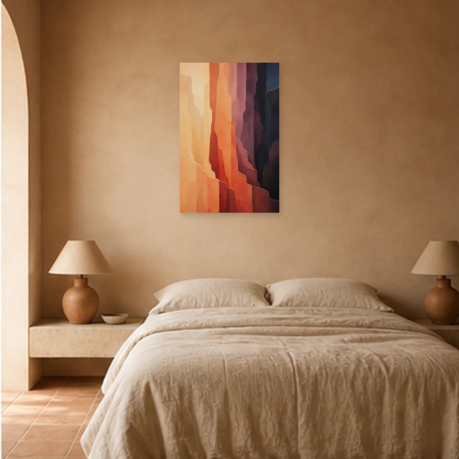 Affiche abstraite - Strates du désert dans une chambre - Art Virtuoso