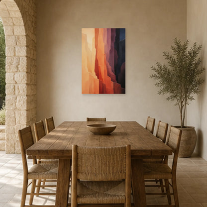 Affiche abstraite - Strates du désert dans une salle à manger - Art Virtuoso