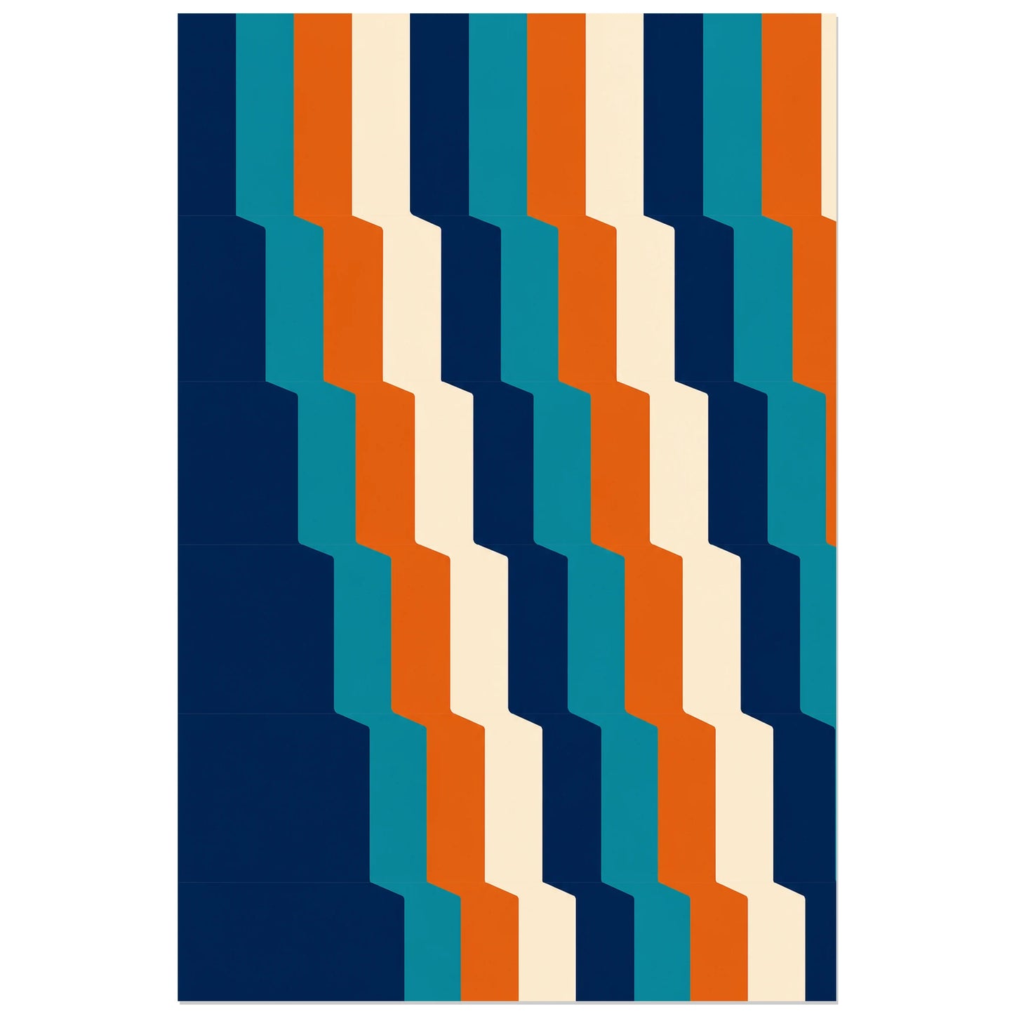 Affiche abstraite - Stries mouvantes, op art en stries decalees verticale, format 40 × 60 cm