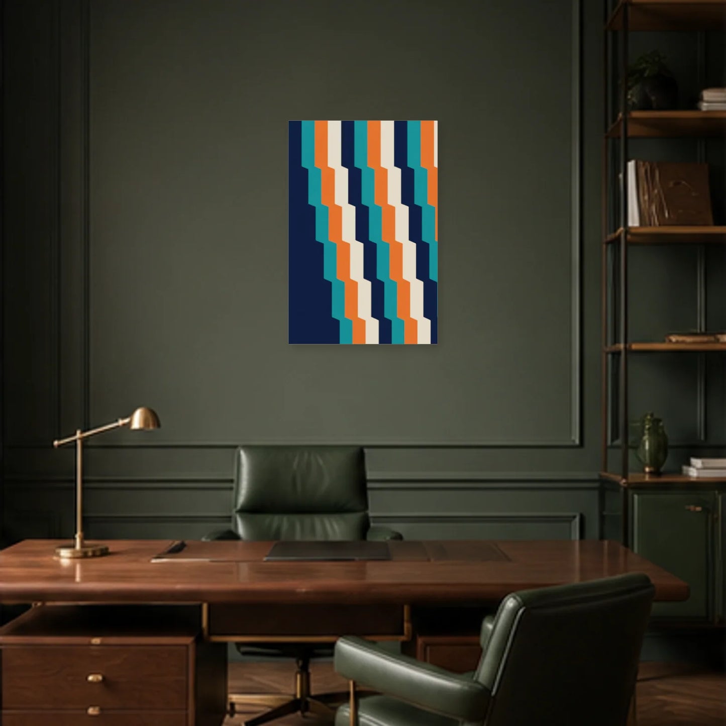 Affiche abstraite - Stries mouvantes dans un bureau - Art Virtuoso